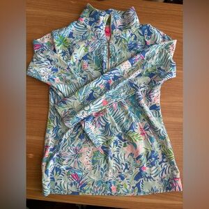 LILLY PULITZER Coastal Blue Lion Around Skipper Popover top Small